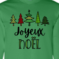 thumbnail image 4 of Inktastic Joyeux Noel with Christmas Trees Long Sleeve T-Shirt, 4 of 5