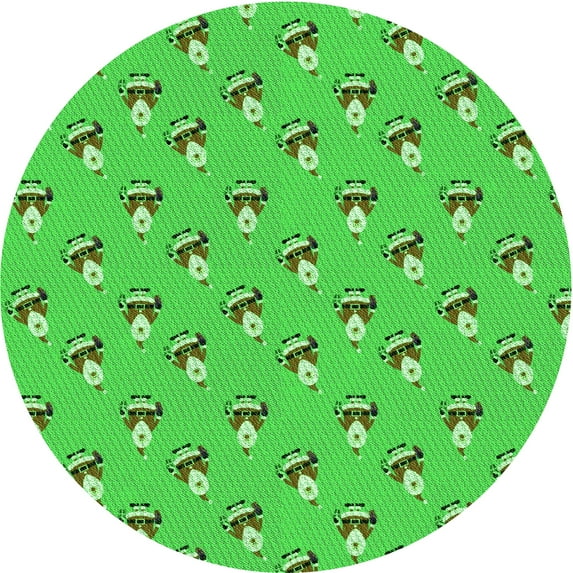 Ahgly Company Indoor Round Patterned Dark Lime Green Area Rugs, 4' Round