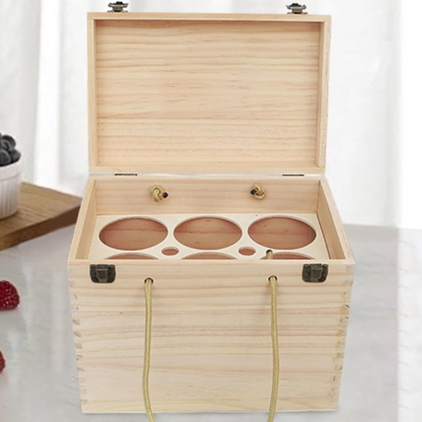 Caja de botellas de vino de madera, sostener 6 botellas, soporte de botellas de estuche rústica portátil para la fiesta de cumpleaños de la fiesta de
