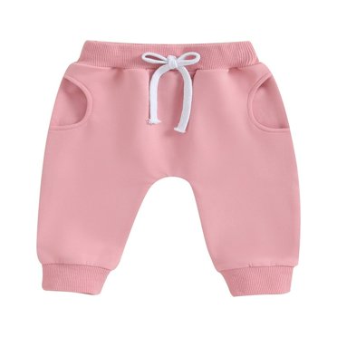 Pantalon Bébé Fille Couleur Unie Taille Élastique Pantalon Enfant en Bas Âge Doux