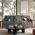 thumbnail image 3 of LAZZO 83" 3-Seater Tufted Couch, Modern Sofa with Trapezoid Arms for Living Room & Office, Gray, 3 of 8
