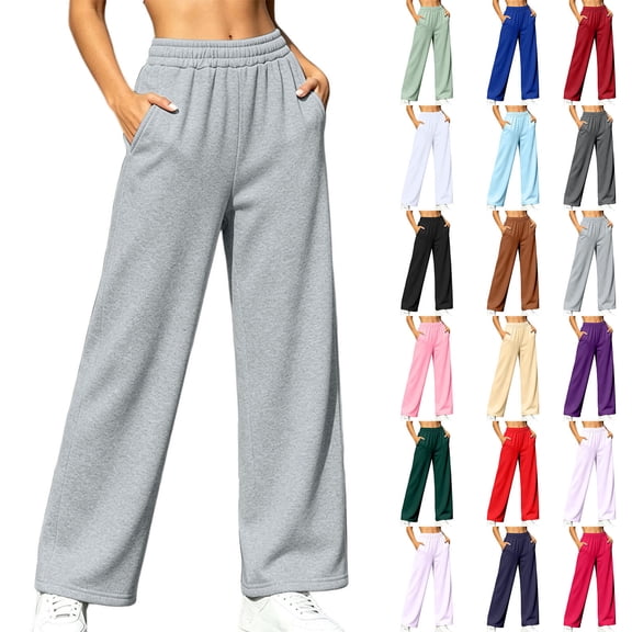 YTCAMLO Plus Size Lounge Pants for Women Casual Soft Loose High Waisted Drawstring Sweat Pants with Pockets Wide Leg Yoga Pants