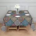 thumbnail image 3 of Multicolor Ethnic Mandala Pattern Square Tablecloth,Waterproof Square Table Cover,Wipeable Spillproof Washable Table Cover for Home Kitchen Party Decor 60"x60"(152x152cm), 3 of 6