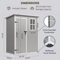 thumbnail image 4 of Lofka Outdoor Storage Shed with Floor, 5' x 3' Resin Garden Tool Shed with Window,  Quick Assembly |Lockable, for Patios, Gray, 4 of 11