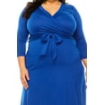 thumbnail image 6 of Women's Plus Size Solid 3/4 Sleeve V-neck Faux Wrap A-line Dress with Waist Tie(Pack of 2), 6 of 7