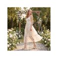 thumbnail image 5 of BLISSFUL STEP Flowers Satin Block Heels Ankle Strap Open Toe Heel Sandals for Women Champagne 10, 5 of 7