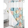 thumbnail image 3 of No Hook Shower Curtain with Snap-in Liner, Coastal Waterproof Fabric Bathroom Curtains, Nautical Summer Beach Coral Starfish Shell Bath Curtains & Mesh Top Window 54"x78", 3 of 9