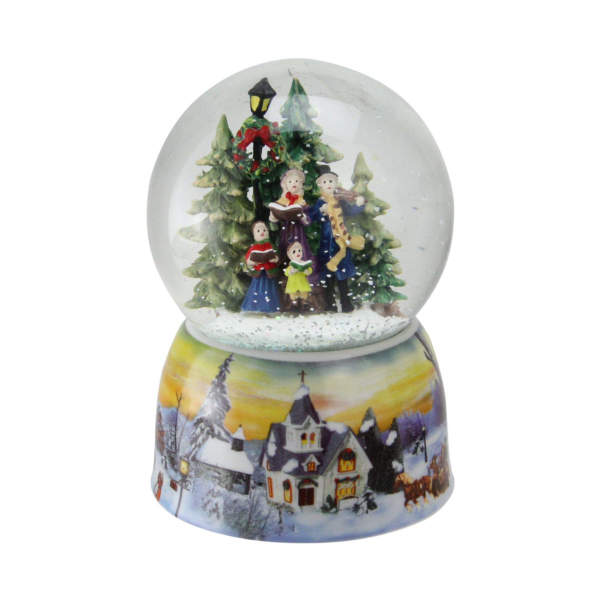 Windup Musical Santa & Snowman Winter Scene Snow Globe Tabletop Holiday Decor 