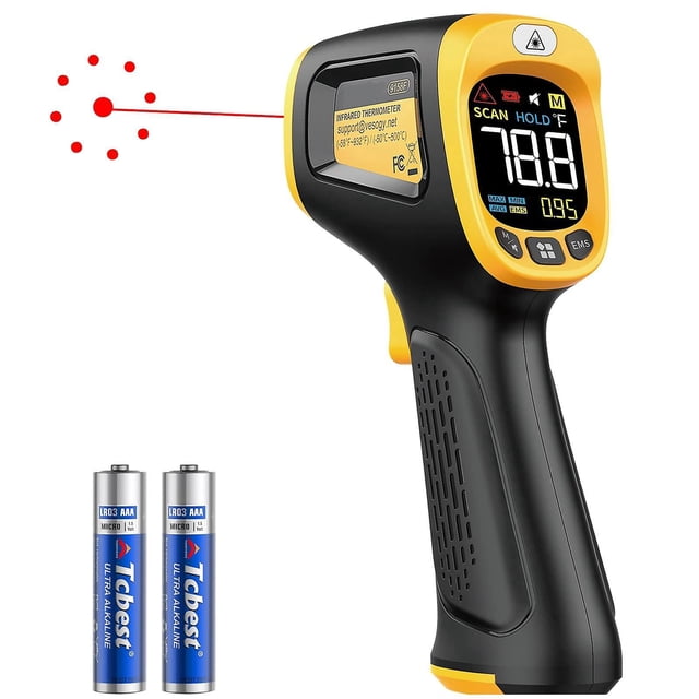 Pistola de temperatura con termómetro infrarrojo -58f ~ 932f, pistola de termómetro láser digital para cocinar, horno de pizza, parrilla y motor, pistola de temperatura con termómetro de inf