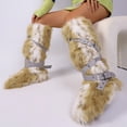 thumbnail image 3 of Women Winter Warm Fluffy Faux Mongolian Fur Knee High Snow Boots Girl's Stylish Thick Sole Long Boots, 3 of 5