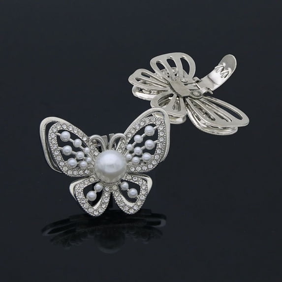 1pcs Rhinestone Bag Pendant Butterfly Bride Accessories Shiny Clips Pearl Shoes Clip Wedding Shoes Decorations Charm Buckle WHITE PEARL
