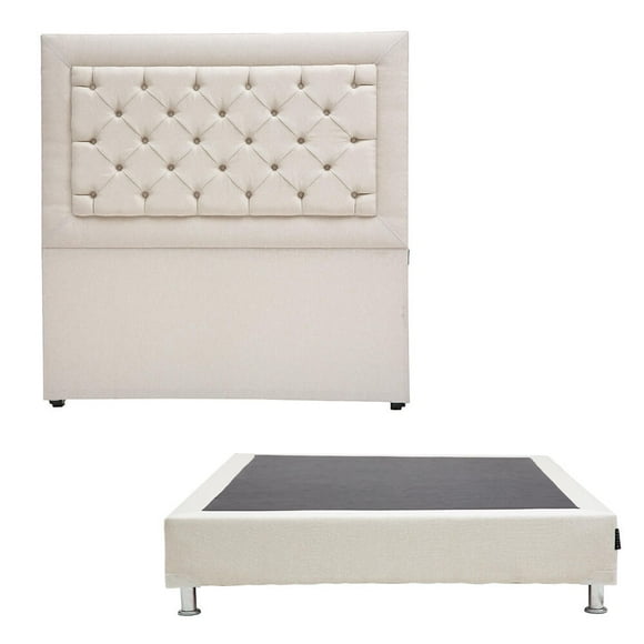 Base de Cama Dicasa Queen Size con Cabecera Mary Beige