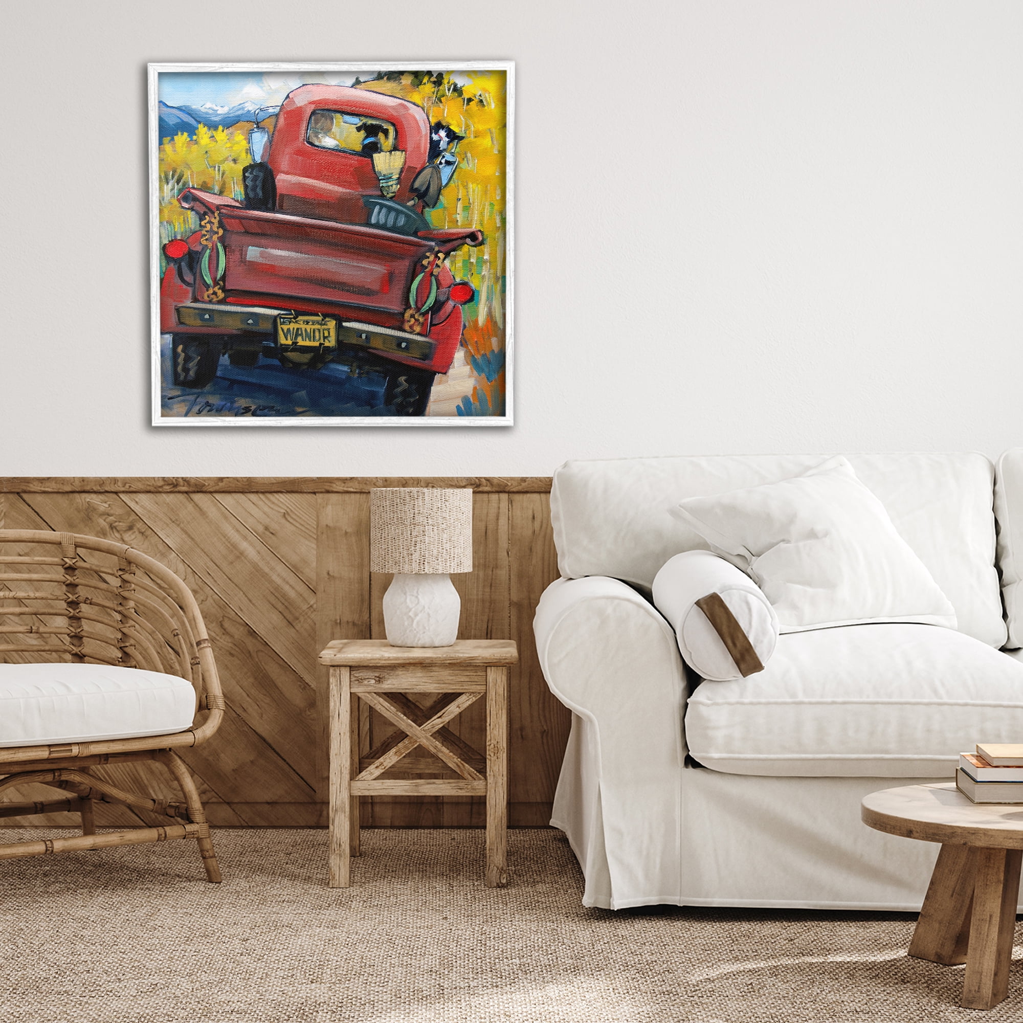 Stupell Industries Wander Truck Through Wheat Grass White Framed Giclee Art, design by CR Townsend