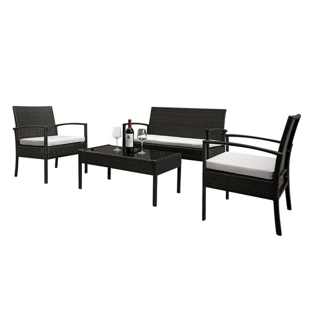 Patio Furniture Sets Clearance, 4 Piece Wicker Patio Set with Wicker