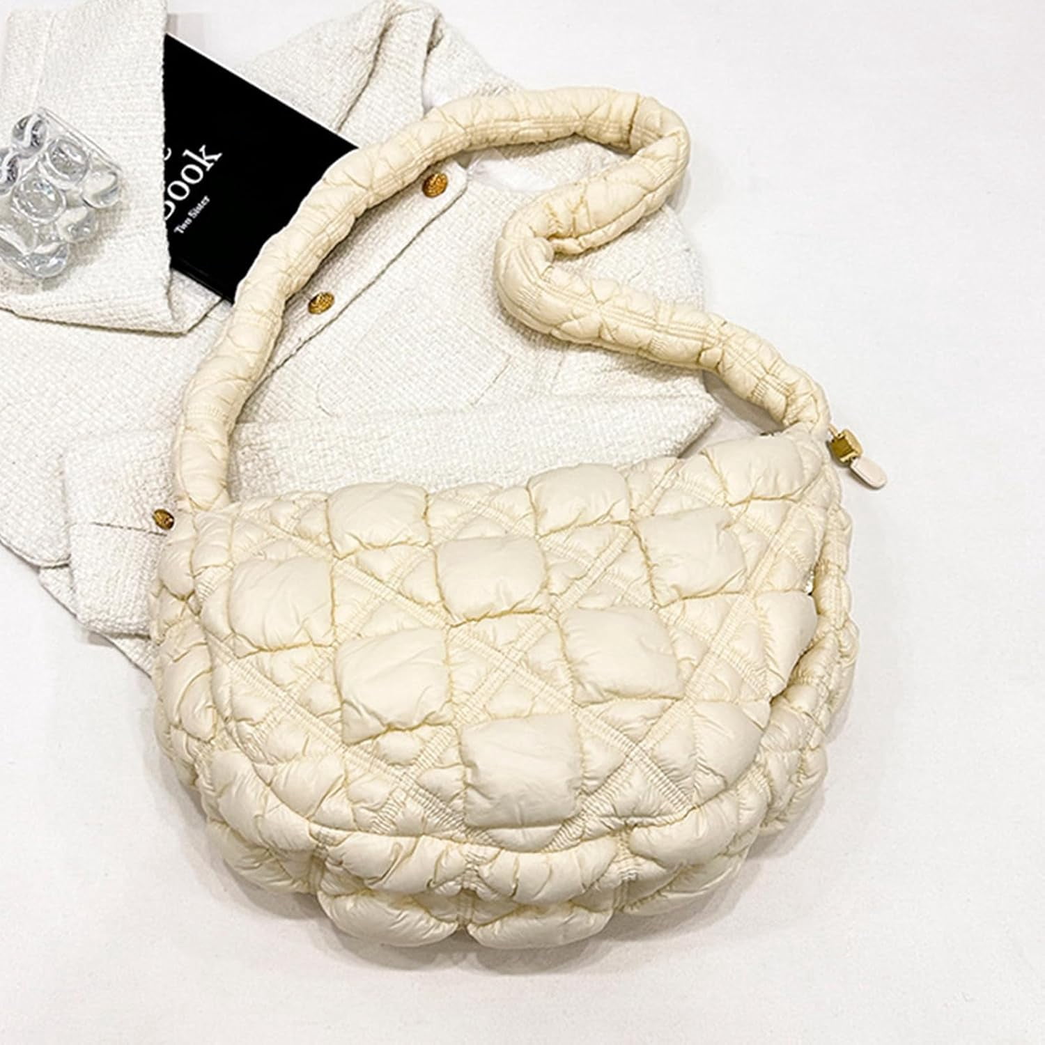 Quilted Shoulder Bag Puffer Handbag Crossbody Purse Padded Cloud Hobo Bag with Adjustable Strap