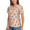 thumbnail image 2 of Zufioo Funny Chicken Print Women's Classic V-neck T-shirt, V-neck Short-sleeved Tops Home Wear, Suitable for Daily Life, Work, Outdoors-Medium, 2 of 8