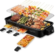 SUSLAS Electric Indoor Grill & Griddle, 1800W Smokeless Design with 4 Removable Nonstick Plates, Dishwasher Safe, Adjustable Temperature Control for Indoor Cooking, Black