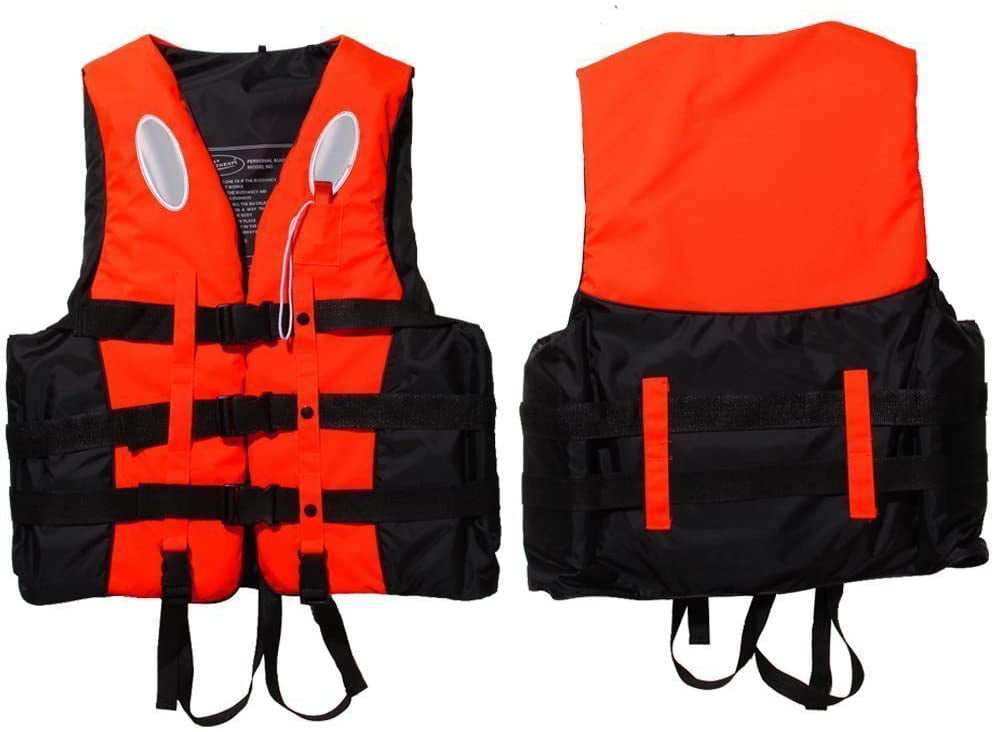 Life jacket Life Vests Swimming Vest Buoyancy Aid Universal Swimming Boating Kayaking Life Vest+Whistle for Children and Adult Blue, L Adult under 2.3ft Waistline