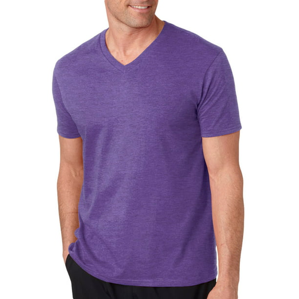 Gildan - 64V00 Gildan Softstyle Adult V-Neck T-Shirt -Heather Purple-3X ...