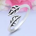 thumbnail image 2 of 7mm - Leaves Toe Band Ring 925 Sterling Silver Thin Adjustable Stylish Rings for Women, 2 of 5