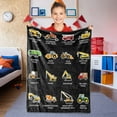 thumbnail image 3 of Gresahom Construction Truck Blanket Boys Excavator Blanket for Kids, Soft Flannel Crane Blanket for Birthday Children's Day, with Dump Truck Bulldozer Tractor Forklift Roller on it 40x50in(60"x80"), 3 of 7