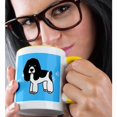 thumbnail image 2 of 3drose, Cute Black and White Cocker Spaniel Blue with Pawprints, 11oz Two-tone Yellow Mug, 2 of 6