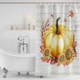 thumbnail image 3 of Orange Fall Pumpkins Shower Curtain, Waterproof Shower Curtains for Bathroom, Sunflower Botanical Thanksgiving Washable Fabric Bathtub Curtain Set Bath Decor with 12 Hooks 48"x72", 3 of 8