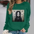 thumbnail image 2 of Jsaierl Halloween Sweatshirts for Women Spooky Graphic Pullovers Soft Loose Fit Crewneck Long Sleeve Shirt Tops Halloween Clothes, Sizes S-2XL, 2 of 7