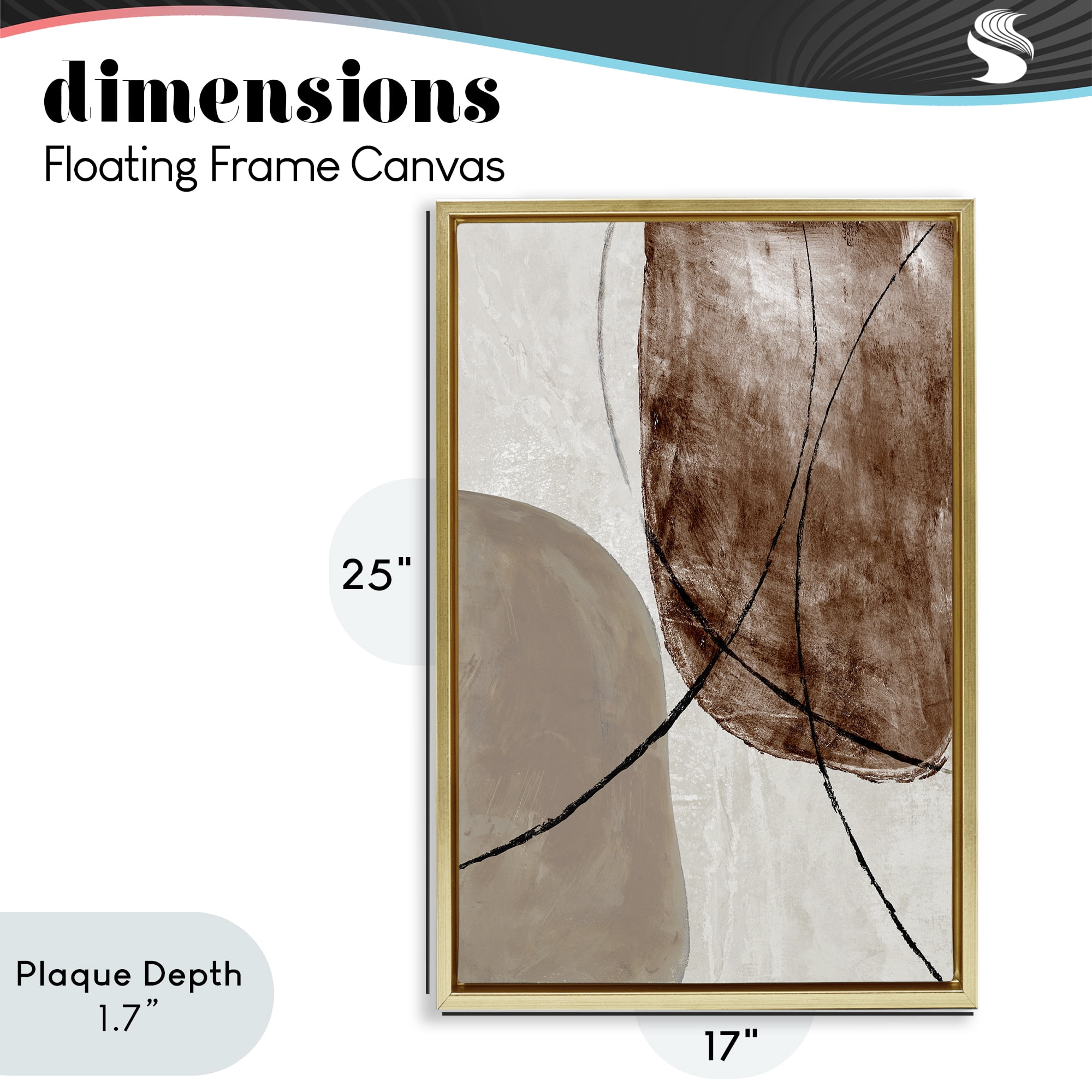 Stupell Industries Taupe & Brown Abstract Gold Framed Floater Canvas Wall Art, design by Merri Pattinian