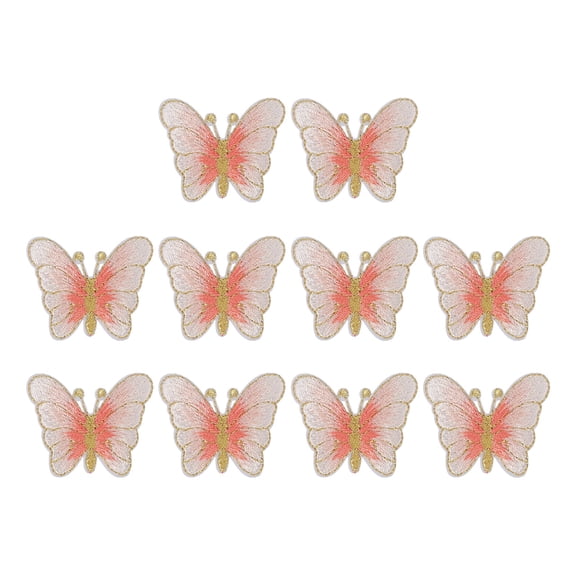 Uxcell Butterfly Iron on Patches, Embroidered Sew on Applique Repair Patch for Backpacks Clothing Shoes Light Pink