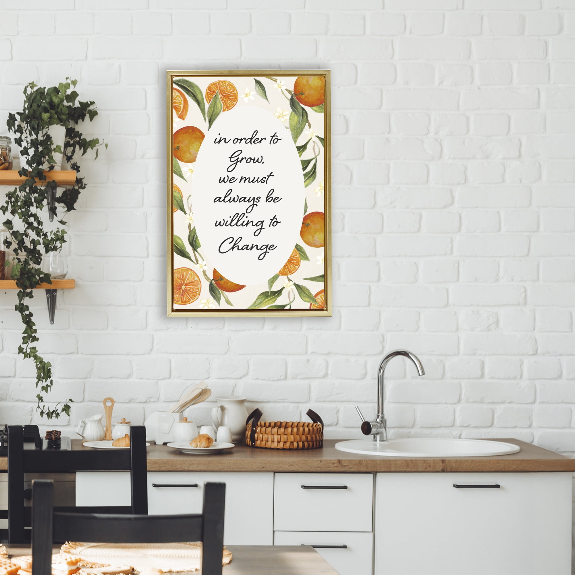 Stupell Industries Willing To Change Quote Gold Framed Floater Canvas Wall Art, design by Janice Gaynor