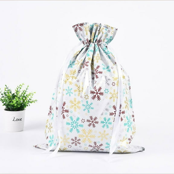 HKEJIAOI 16*22In Reusable Christmas Drawstring Gift Bag Aluminum Foil Tote for Party Favor Decoration Candy Toys Gifts