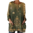 thumbnail image 2 of Jacenvly Hauts pour Femmes Liquidation Hauts Vintage Imprimés à Manches Longues Col Rond Décontracté Ample avec Poches Hauts pour Femmes en Liquidation, 2 of 7