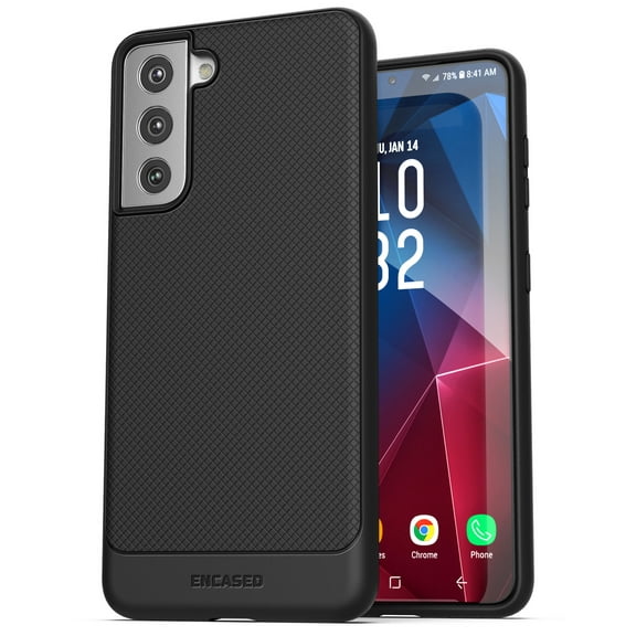 Encased Samsung Galaxy S21 Case (Thin Armor) Slim Flexible Grip Phone Cover (Black)