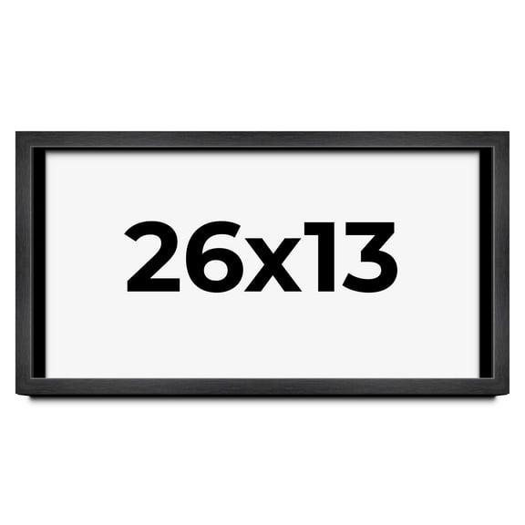 26x13 Frame Black Charcoal Grey Wood Textured Picture Frame | 0.75 Inch Moulding Width | Gunmetal