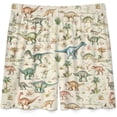 thumbnail image 4 of NICKSUN Shorts de Pyjama Amusants pour Hommes, Bas de Pyjama Doux avec Poches, Dinosaure Rétro, S, 4 of 6
