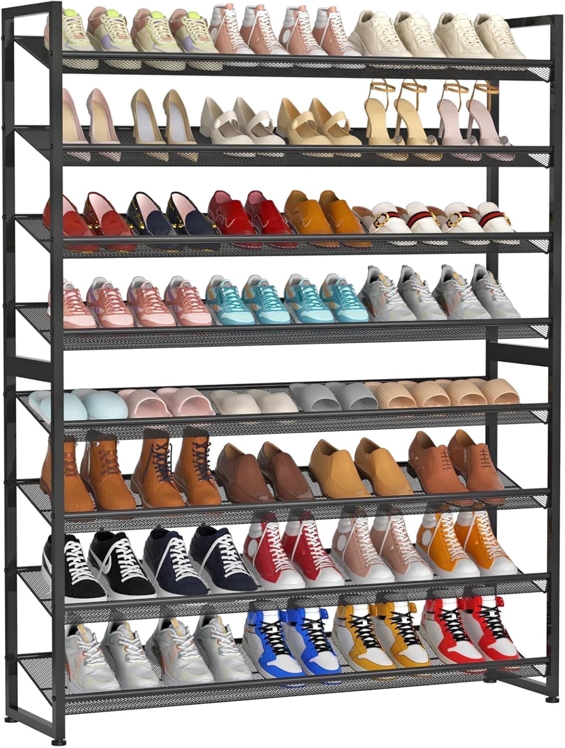 Yamazaki Home Metal Shoe Rack - White, Steel, Short, Holds 6-9