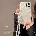 thumbnail image 4 of Funda linda para iPhone 13 Pro con forma de corazón blanca, marco ondulado rizado, dibujos animados kawaii transparente, 4 of 5
