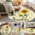 thumbnail image 5 of Round Area Rug 3 Ft, Sunflowers Washable Non-Slip Circle Carpet for Living Room/Bedroom, Spring Summer Bees Floral Yellow Plaid Low-Profile Small Floor Mats Collection Rugs for Indoor, 5 of 8