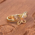 thumbnail image 6 of Womens Butterfly Ring With Rhinestones Gold Plated Copper Adjustable Open Band Korean Fashion Jewelry Gift Now, 6 of 6