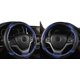 thumbnail image 3 of Nueva funda de cuero para volante de coche con orejas de gato (negra, azul, redonda), funda de cuero universal para volante para mujeres y niñas, 38 cm, 3 of 5