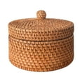 thumbnail image 1 of Cesta de almacenamiento de ratán, multiusos, hecha a mano, cesta de almacenamiento de escritorio, cesta de mimbre con tapa para la entrada del hogar redondo, 1 of 9