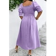 thumbnail image 2 of Wisteria Swiss Dot Smocked Frilled Neckline Short Sleeve Plus Size Maxi Dress | [ZhiHiMeRi] | (US 26W-28W)4X, 2 of 12