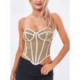 thumbnail image 2 of Biezeib Womenacute;s Summer Fitted Tube Tops Sleeveless Off Shoulder Contrast Color Bandeau Tops, 2 of 6