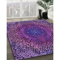 thumbnail image 3 of Ahgly Company Machine Washable Indoor Round Transitional Purple Iris Purple Area Rugs, 4' Round, 3 of 7