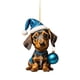 thumbnail image 4 of Adornos navideños para árbol de Navidad con forma de perro salchicha, 6 piezas de bonito adorno colgante de acrílico 2D, 2024 colgantes planos y divertidos de perro salchicha con sombreros,, 4 of 8