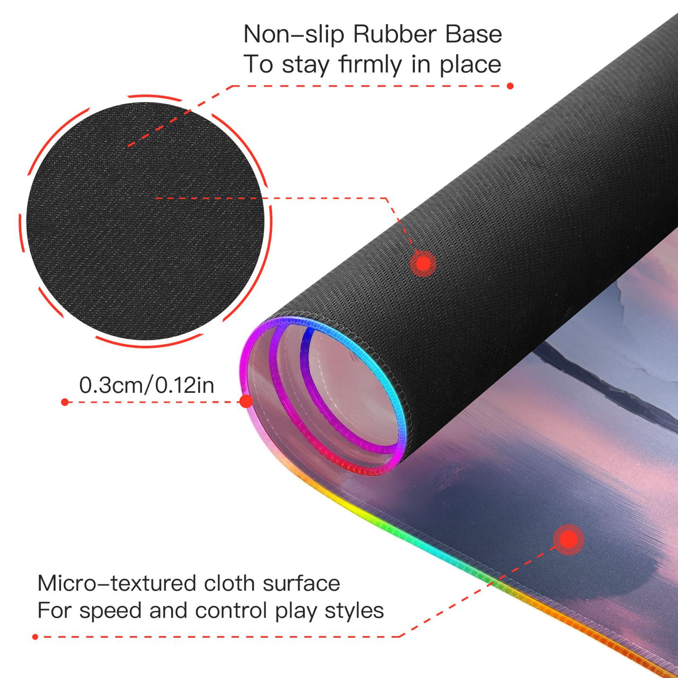 Haosy RGB Led Gaming Mouse Pad Non-Slip Large Keyboard Desk Mat 13 Light Modes 31.5x11.8 inch Beautiful Alien Landscape