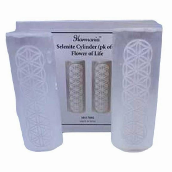 AzureGreen GHSEL4F Flower of Life Selenite harmonizer, Set of 2