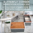 thumbnail image 6 of Strictly Sinks 30" Corner Kitchen Sink Undermount Silver 16ga Stainless Steel Butterfly Single Bowl, 6 of 7