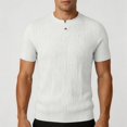 thumbnail image 2 of Shirts for Men, Men's Ribbed Knit T-Shirts Short Sleeve Plus Size Casual Notch V Neck Muscle Slim Fit Basic Tee Top Summer Everyday Wear White XL, 2 of 5